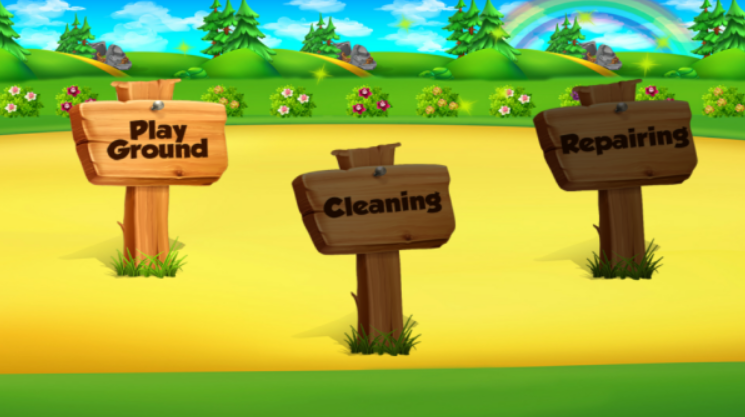 游乐园清洁和修理
